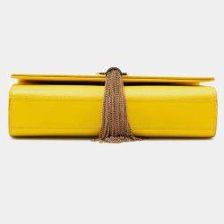 مملوكة مسبقًا Saint Laurent Paris Yellow Small Grain de Poudre Monogram Kate Tassel Crossbody