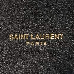 Pre Owned Saint Laurent Kaia Black Croc Embossed Leather Flap Shoulder Bag