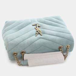 Pre Owned Saint Laurent Paris Green Small Suede Loulou Shoulder Bag