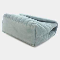 Pre Owned Saint Laurent Paris Green Small Suede Loulou Shoulder Bag