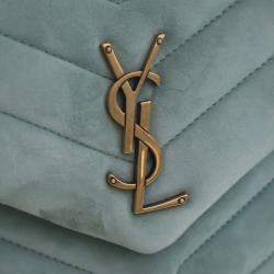 Pre Owned Saint Laurent Paris Green Small Suede Loulou Shoulder Bag
