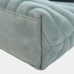 Pre Owned Saint Laurent Paris Green Small Suede Loulou Shoulder Bag