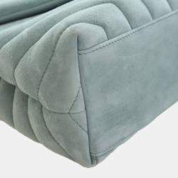 Pre Owned Saint Laurent Paris Green Small Suede Loulou Shoulder Bag