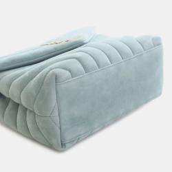 Pre Owned Saint Laurent Paris Green Small Suede Loulou Shoulder Bag