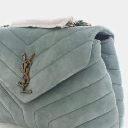 Pre Owned Saint Laurent Paris Green Small Suede Loulou Shoulder Bag