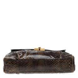 Pre Owned حقيبة كتف ايف سان لوران جلد ثعبان بني