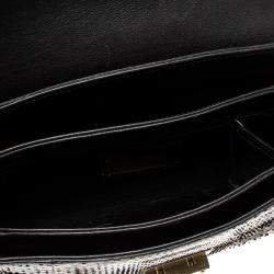 Pre Owned حقيبة كتف ايف سان لوران جلد ثعبان بني