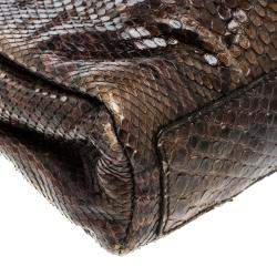 Pre Owned حقيبة كتف ايف سان لوران جلد ثعبان بني