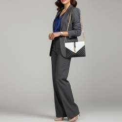 مملوكة مسبقًا Saint Laurent Envelope Black/White Matelassé Leather Chain Shoulder Bag