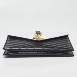 مملوكة مسبقًا Saint Laurent Envelope Black/White Matelassé Leather Chain Shoulder Bag