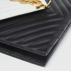 مملوكة مسبقًا Saint Laurent Envelope Black/White Matelassé Leather Chain Shoulder Bag