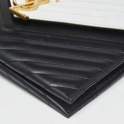 مملوكة مسبقًا Saint Laurent Envelope Black/White Matelassé Leather Chain Shoulder Bag