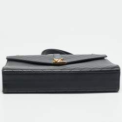 Pre Owned Saint Laurent Monogram Envelope Large Black Matelasse Leather Shoulder Bag