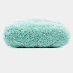 مملوكة مسبقًا Saint Laurent Paris Green Shearling Loulou Puffer Clutch