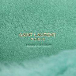 مملوكة مسبقًا Saint Laurent Paris Green Shearling Loulou Puffer Clutch