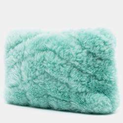 مملوكة مسبقًا Saint Laurent Paris Green Shearling Loulou Puffer Clutch