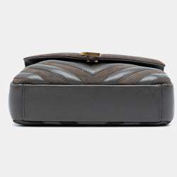 مملوكة مسبقًا حقيبة ساتشل سان لوران باريس كوليج متوسطة جلد عجل وسويدي شيفرون مونوغرام