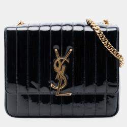 مملوكة مسبقًا Saint Laurent Paris Black Large Patent Vicky Crossbody