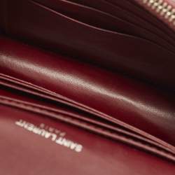 Pre Owned Saint Laurent Sunset Small Red Croc Embossed Leather Shoulder Bag