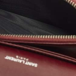 Pre Owned Saint Laurent Sunset Small Red Croc Embossed Leather Shoulder Bag