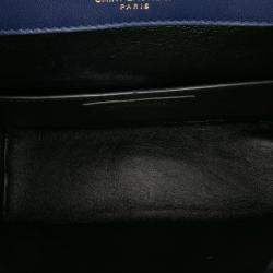 مملوكة مسبقًا حقيبة سلسلة فيكي مونوغرام جلد خروف أزرق متوسط سان لوران باريس