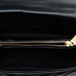 Pre Owned حقيبة سان لوران باريس شفرا مونوغرام مرصع جلد العجل سوداء متوسطة كوليدج