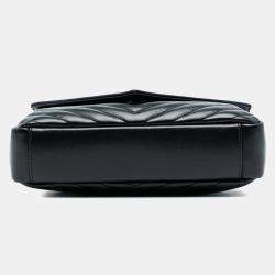 Pre Owned حقيبة سان لوران باريس شفرا مونوغرام مرصع جلد العجل سوداء متوسطة كوليدج