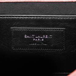 Pre Owned Saint Laurent Paris Pink Medium Croc Embossed Leather Kate Tassel Crossbody