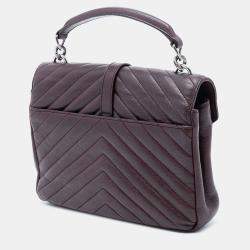 مملوكة مسبقًا Saint Laurent Paris Red Medium Quilted Chevron Sheepskin College Satchel