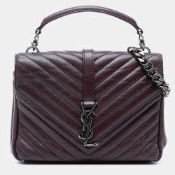 مملوكة مسبقًا Saint Laurent Paris Red Medium Quilted Chevron Sheepskin College Satchel