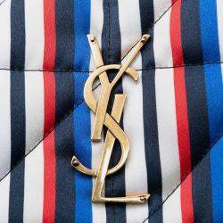 مملوكة مسبقًا Saint Laurent Paris White Medium Quilted Silk Carre Patchwork Jamie Shoulder Bag