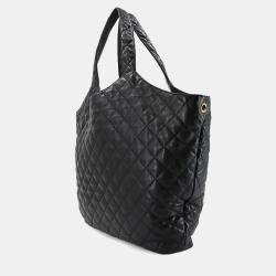 Pre Owned Saint Laurent Icare Maxi Black Leather Tote Bag