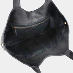 Pre Owned Saint Laurent Icare Maxi Black Leather Tote Bag