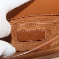 Pre Owned Saint Laurent Cassandra Mini Beige Brown Canvas Leather Shoulder Bag