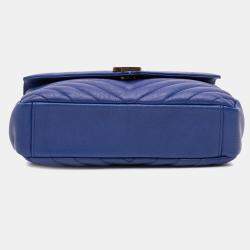 مملوكة مسبقًا حقيبة سان لوران باريس كوليدج شيفرون مبطن جلد الغنم أزرق متوسطة