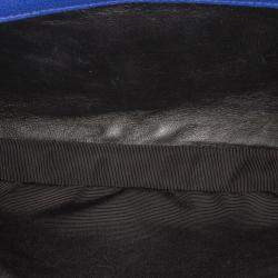 مملوكة مسبقًا حقيبة سان لوران باريس كوليدج شيفرون مبطن جلد الغنم أزرق متوسطة