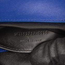 مملوكة مسبقًا حقيبة سان لوران باريس كوليدج شيفرون مبطن جلد الغنم أزرق متوسطة