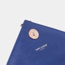 مملوكة مسبقًا حقيبة سان لوران باريس كوليدج شيفرون مبطن جلد الغنم أزرق متوسطة