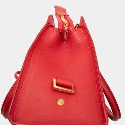 Pre Owned Saint Laurent Paris Red Baby Leather Monogram Downtown Cabas Satchel