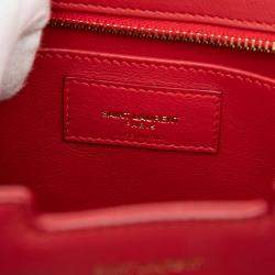 Pre Owned Saint Laurent Paris Red Baby Leather Monogram Downtown Cabas Satchel