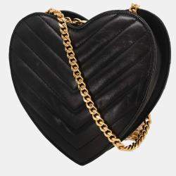 مملوكة مسبقًا Saint Laurent Black Leather Love Heart Shoulder Bag