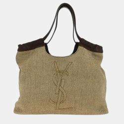 Pre Owned حقيبة يد توتس سان لوران بيل دي جور كاباس قماش كتان بيج