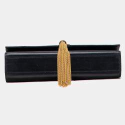 Pre Owned حقيبة سان لوران باريس كبيرة ناعمة جلد عجل كلاسيك مونوغرام كايت شرابة كروس بودي سوداء