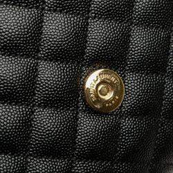 مملوكة مسبقًا حقيبة كتف سان لوران بشعار YSL جلدية متوسطة بلون أسود وذهبي