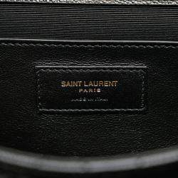 مملوكة مسبقًا حقيبة كتف سان لوران بشعار YSL جلدية متوسطة بلون أسود وذهبي