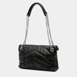 Pre Owned Saint Laurent Paris Black Small Lambskin Loulou Puffer Shoulder Bag
