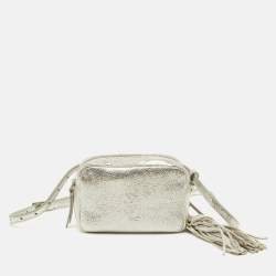 Pre Owned سان لوران حقيبة خصر جلدية فضية متشققة قابلة للتحويل