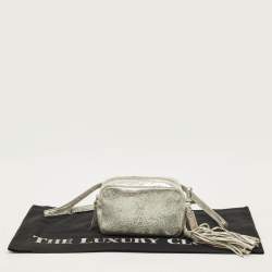 Pre Owned سان لوران حقيبة خصر جلدية فضية متشققة قابلة للتحويل