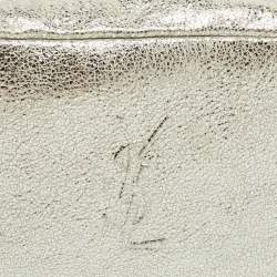 Pre Owned سان لوران حقيبة خصر جلدية فضية متشققة قابلة للتحويل