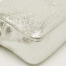 Pre Owned سان لوران حقيبة خصر جلدية فضية متشققة قابلة للتحويل